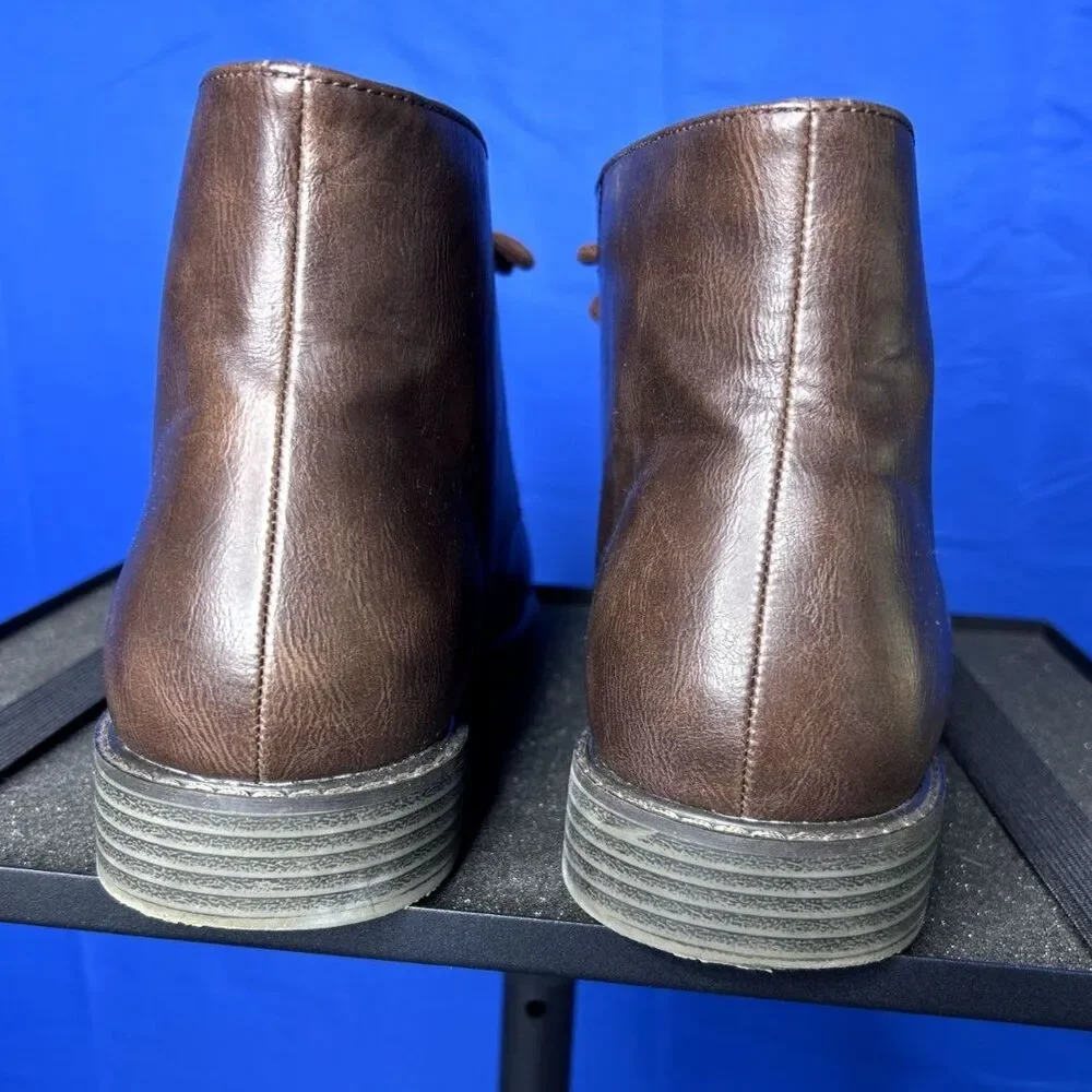 Old Navy Mens Chukka Brown Boots Sz 12 Faux Leather Classic Ankle Lace Up Shoes
